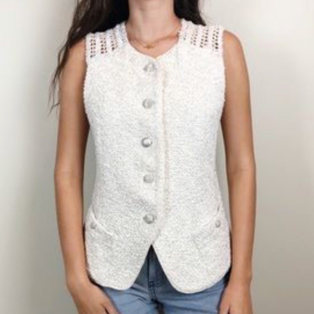 Theory Theyskens ivory Jolo Freckle vest Size 2